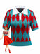 1930s Lapel Collar Color Block Diamond Grid Sweater - vintage fashion, retro style