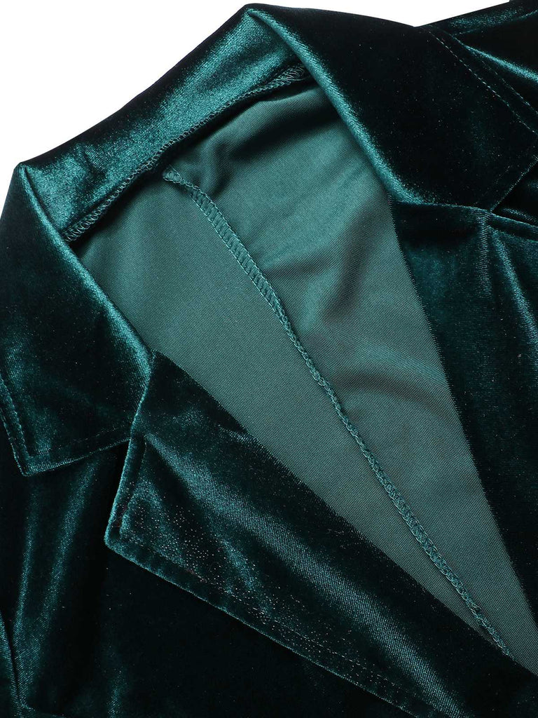 1930s Lapel Pocketed Velvet Solid Coat - vintage fashion, retro style