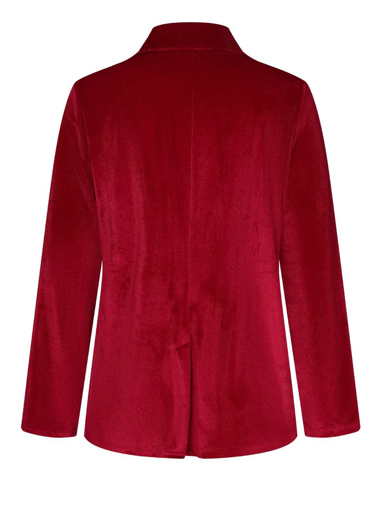1930s Lapel Pocketed Velvet Solid Coat - vintage fashion, retro style