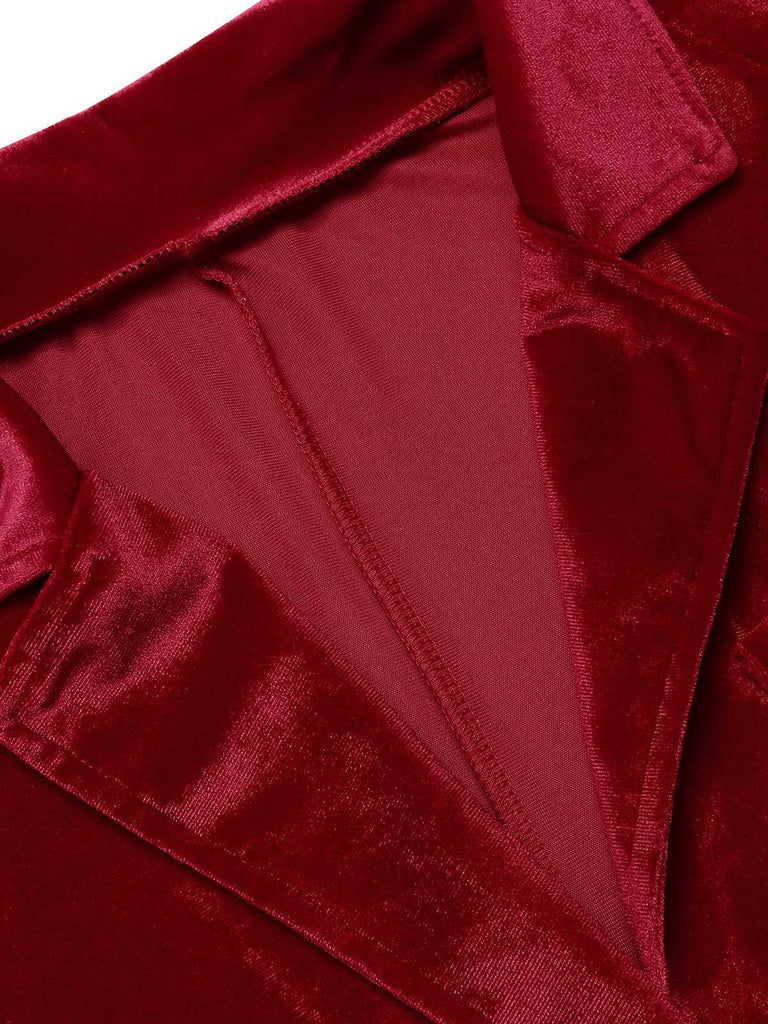 1930s Lapel Pocketed Velvet Solid Coat - vintage fashion, retro style