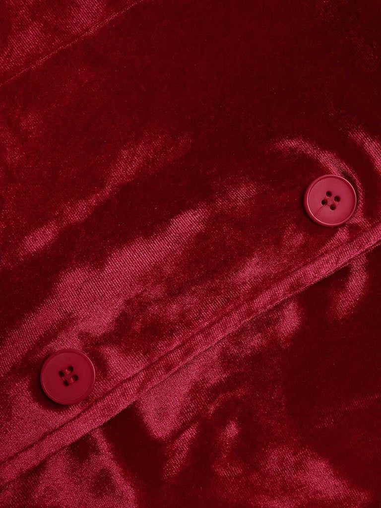 1930s Lapel Pocketed Velvet Solid Coat - vintage fashion, retro style