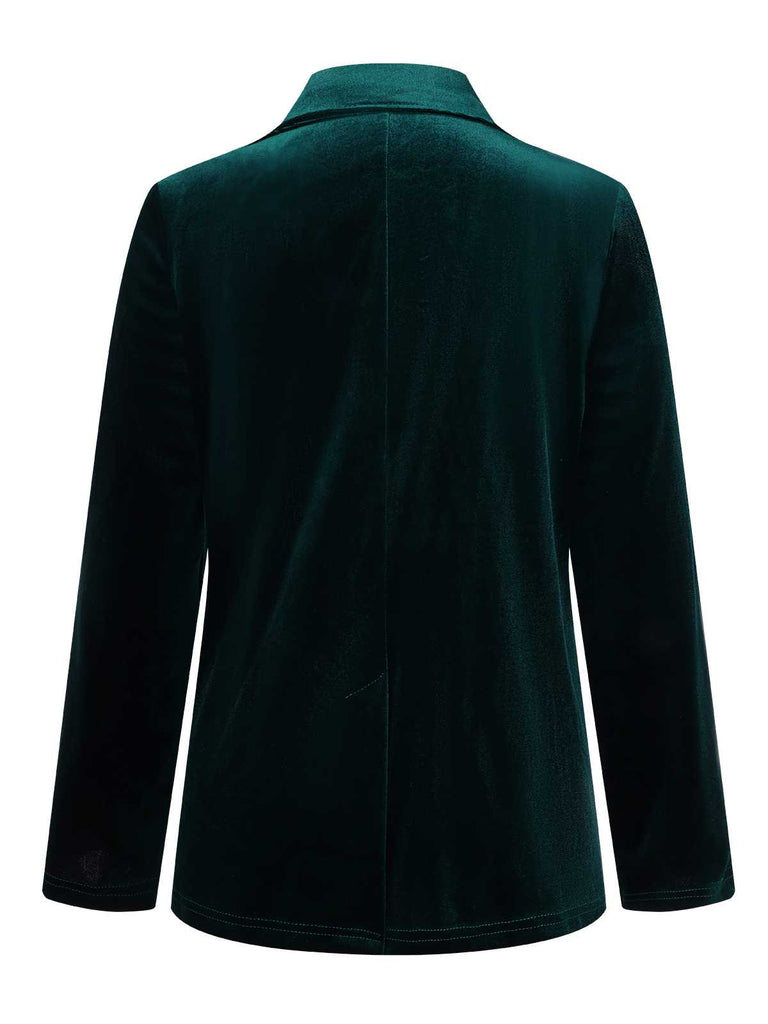 1930s Lapel Pocketed Velvet Solid Coat - vintage fashion, retro style