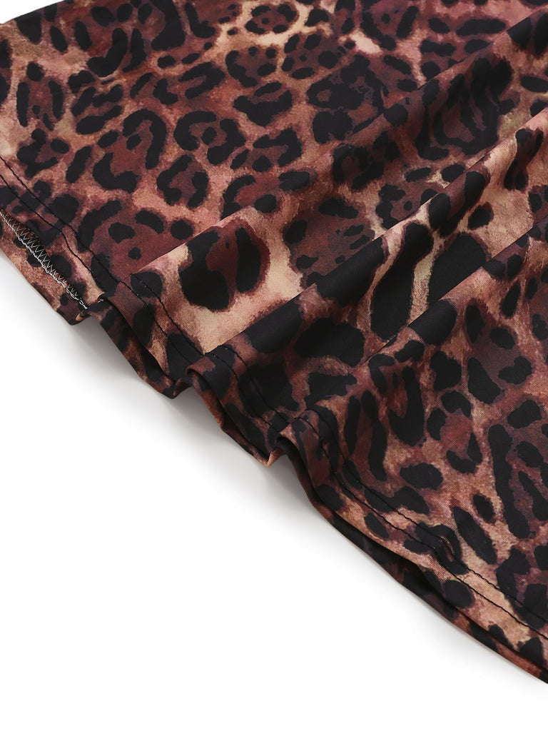 1930s Leopard Print Backless Spaghetti Strap Dress - vintage dress, retro fashion