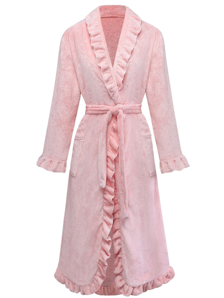 1930s Long Sleeve Flannelette Pajama Robe - vintage fashion, retro style