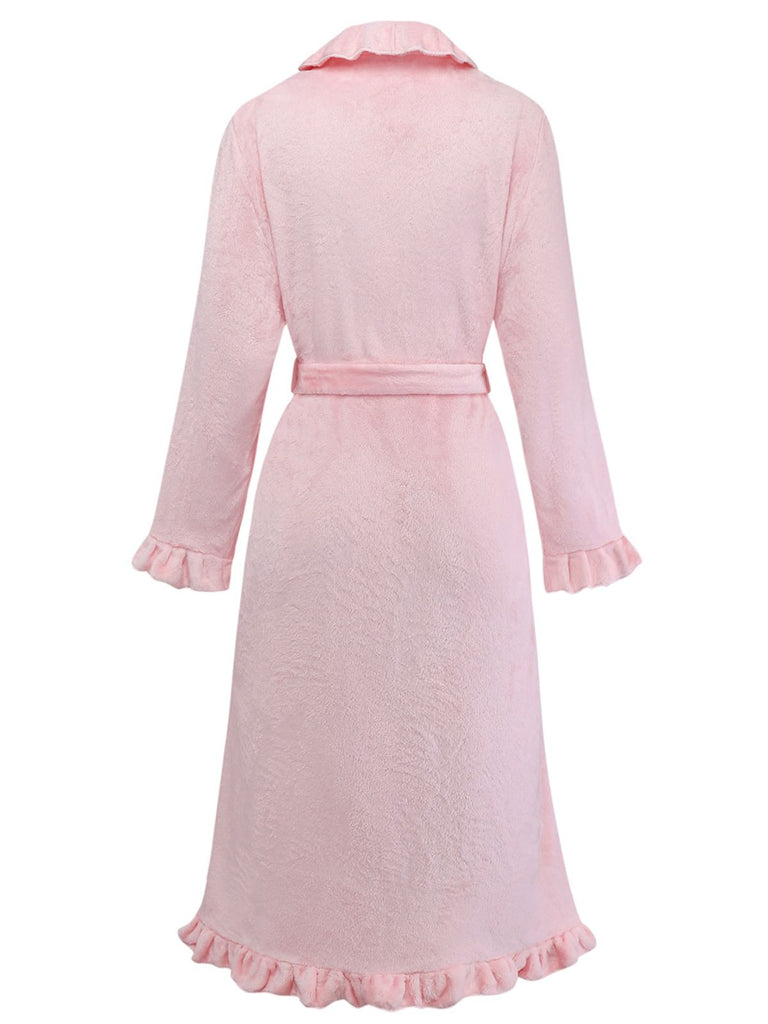 1930s Long Sleeve Flannelette Pajama Robe - vintage fashion, retro style