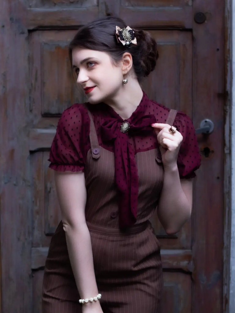 1930s Mesh Patchwork Vertical Stripe Jumpsuit, vintage jumpsuit, retro fashion - vintage inspired fashion