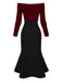 1930s Off Shoulder Knit Belt Mermaid Dress - vintage dress, retro fashion