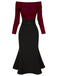 1930s Off Shoulder Knit Belt Mermaid Dress - vintage dress, retro fashion
