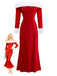 1930s Off-Shoulder Faux Fur Trim Christmas Dress - vintage dress, retro fashion