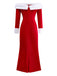 1930s Off-Shoulder Faux Fur Trim Christmas Dress - vintage dress, retro fashion