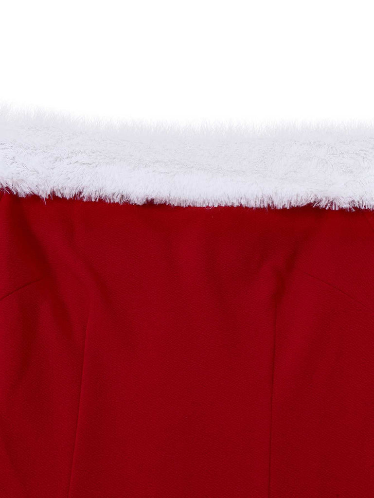 1930s Off-Shoulder Faux Fur Trim Christmas Dress - vintage dress, retro fashion