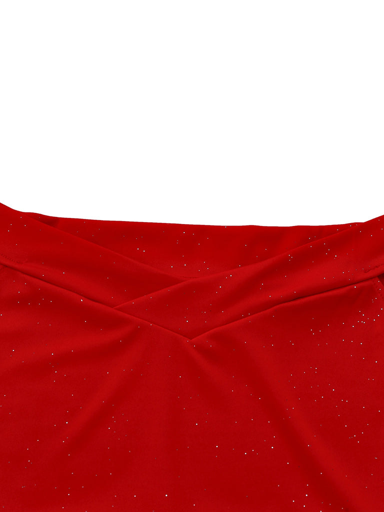 1930s Off-Shoulder Shimmery Mermaid Dress - vintage dress, retro fashion