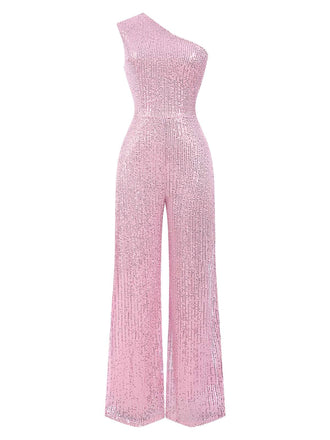 1930s One Shoulder Glitter Solid Jumpsuit, vintage romper, retro jumpsuit - perfect for women who love vintage and retro fashion