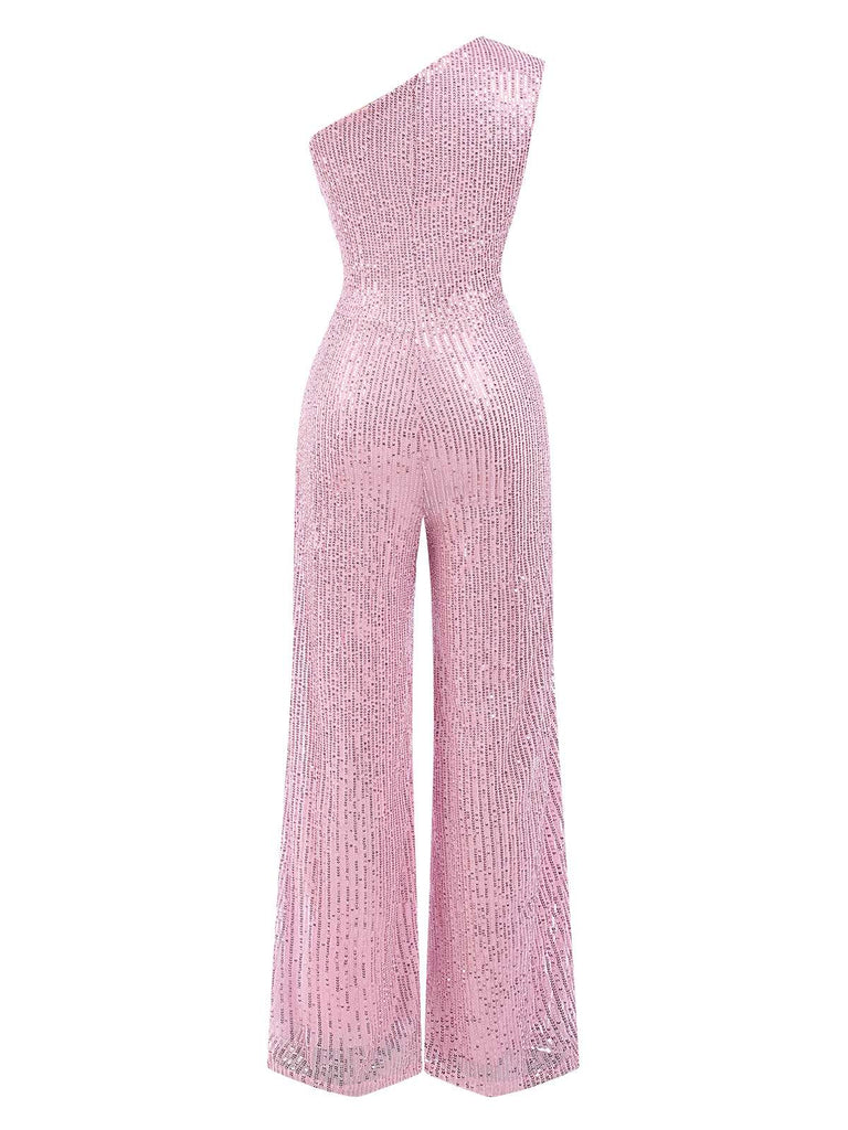 1930s One Shoulder Glitter Solid Jumpsuit, vintage romper, retro jumpsuit - perfect for women who love vintage and retro fashion