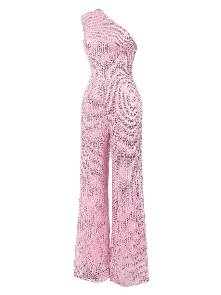 1930s One Shoulder Glitter Solid Jumpsuit, vintage romper, retro jumpsuit - perfect for women who love vintage and retro fashion