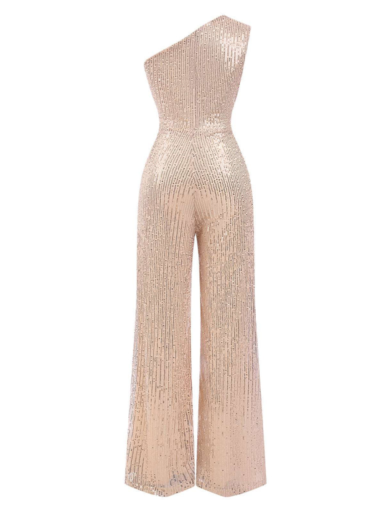 1930s One Shoulder Glitter Solid Jumpsuit, vintage romper, retro jumpsuit - perfect for women who love vintage and retro fashion