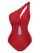 She's wearing 1930s One-Shoulder Cut-Out Solid One-Piece Swimsuit and the whole beach remembers the 1930s