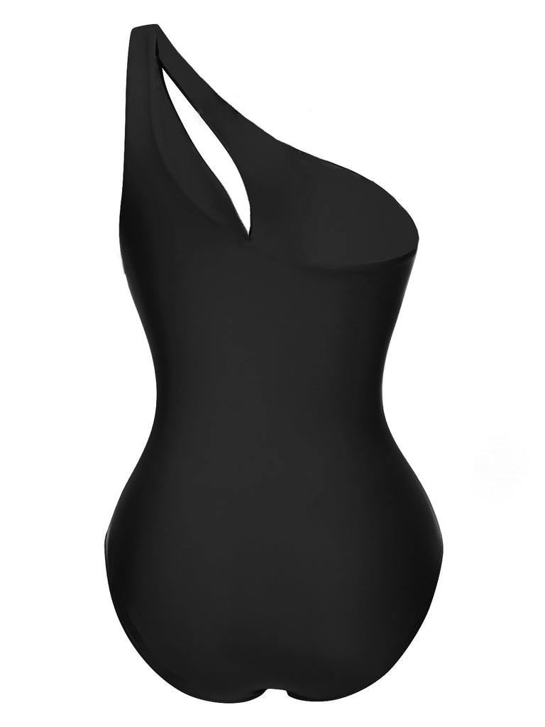 1930s One-Shoulder Cut-Out Solid One-Piece Swimsuit — because 1930s glamour never goes out of style