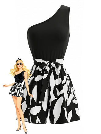 1930s Off Shoulder Sleeveless Belted Romper 4