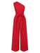 She finds her 1930s story in this 1930s One-Shoulder Solid Bind Jumpsuit