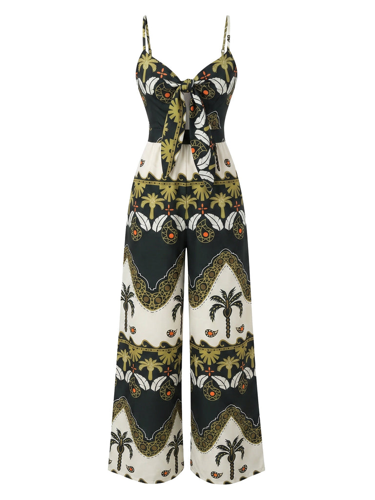 Brown 1930s Vintage Belted Wide Leg Jumpsuit, vintage romper, retro jumpsuit - perfect for women who love vintage and retro fashion