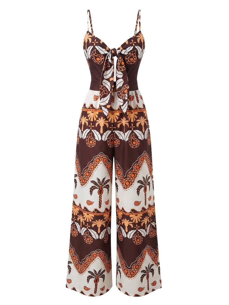 Brown 1930s Vintage Belted Wide Leg Jumpsuit, vintage romper, retro jumpsuit - perfect for women who love vintage and retro fashion