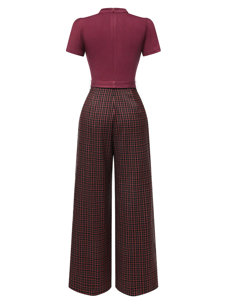 1930s Plaid Keyhole Neck Belted Jumpsuit — the 1930s finishing touch that makes her outfit sing