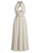 1930s Polka Dot Halter Deep V-Neck Maxi Dress, vintage dress, retro fashion - perfect for women who love vintage and retro fashion
