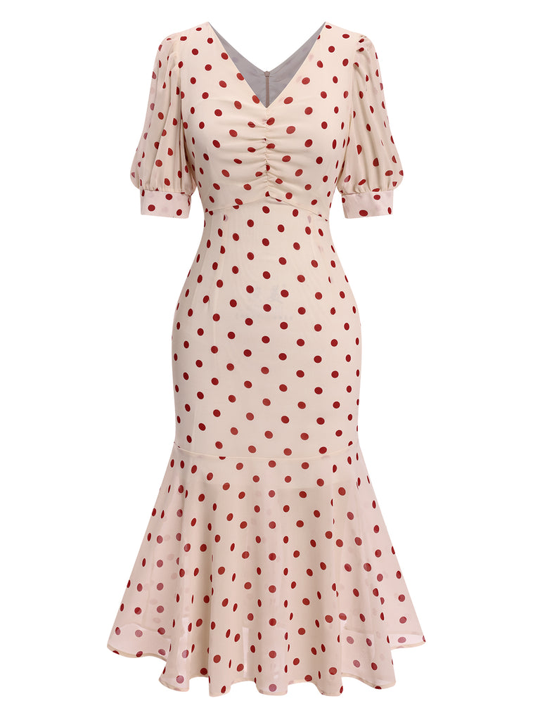 1930s Polka Dot Mermaid Dress | 1930s | vintage dress, retro fashion