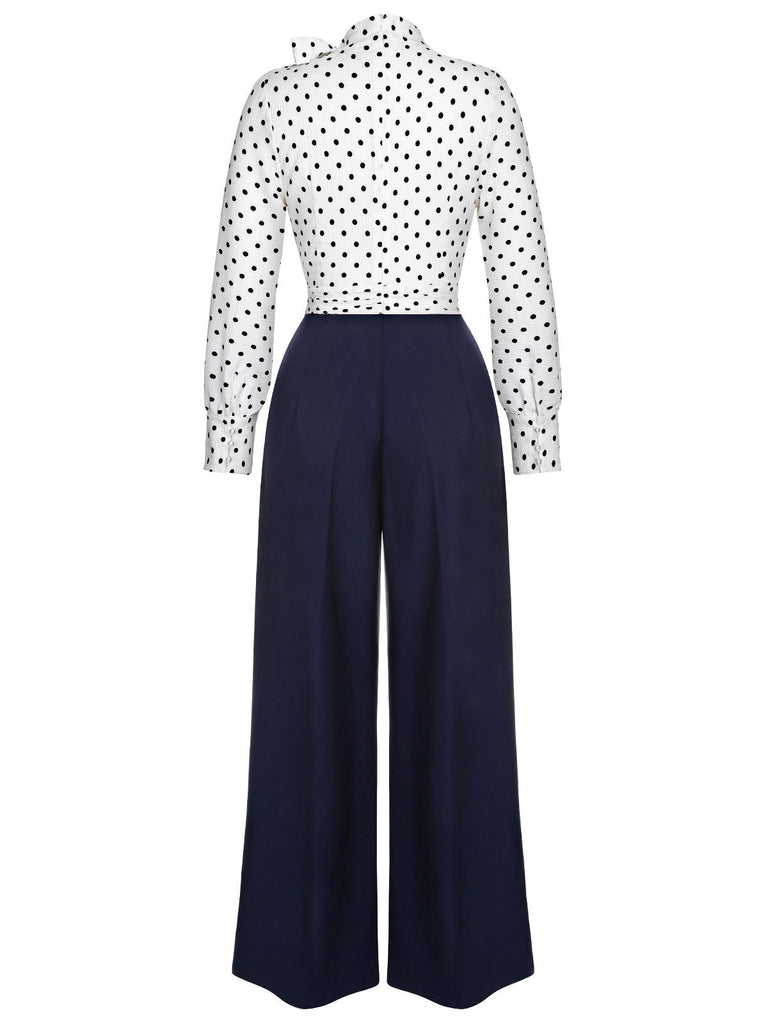 & 1930s Polka Dots Tie Neck Jumpsuit — 1930s vintage charm for her modern wardrobe