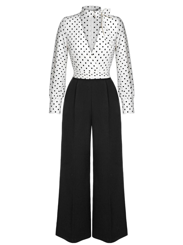 & 1930s Polka Dots Tie Neck Jumpsuit: timeless 1930s elegance she makes her own