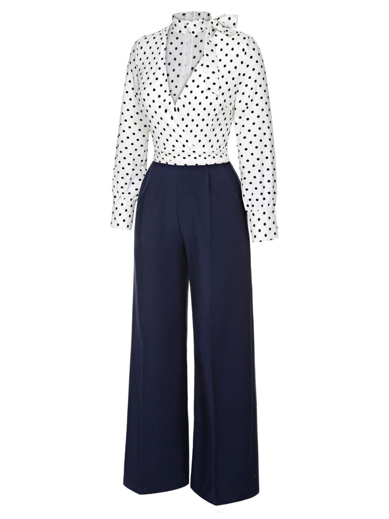 & 1930s Polka Dots Tie Neck Jumpsuit — 1930s style that transcends decades