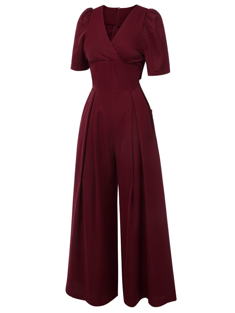 1930s Puff Short Sleeve Wide Leg Jumpsuit — 1930s vintage charm for her modern wardrobe