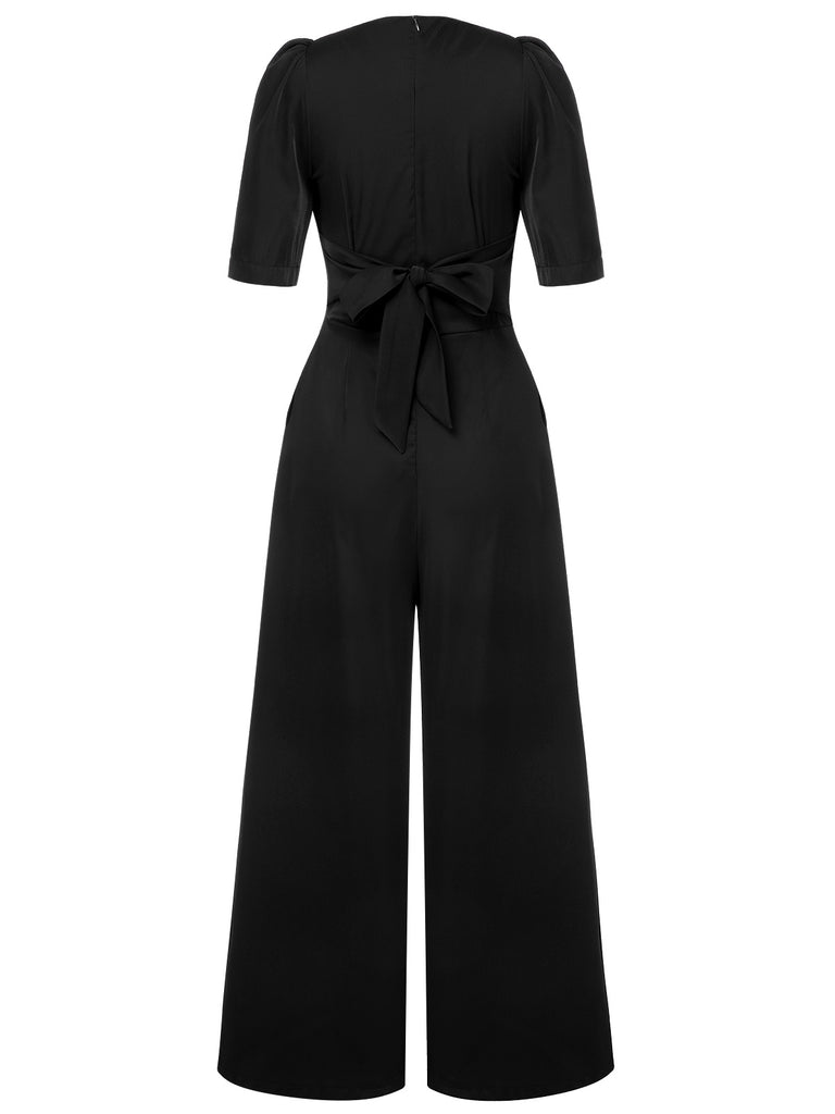 1930s Puff Short Sleeve Wide Leg Jumpsuit — 1930s style that transcends decades