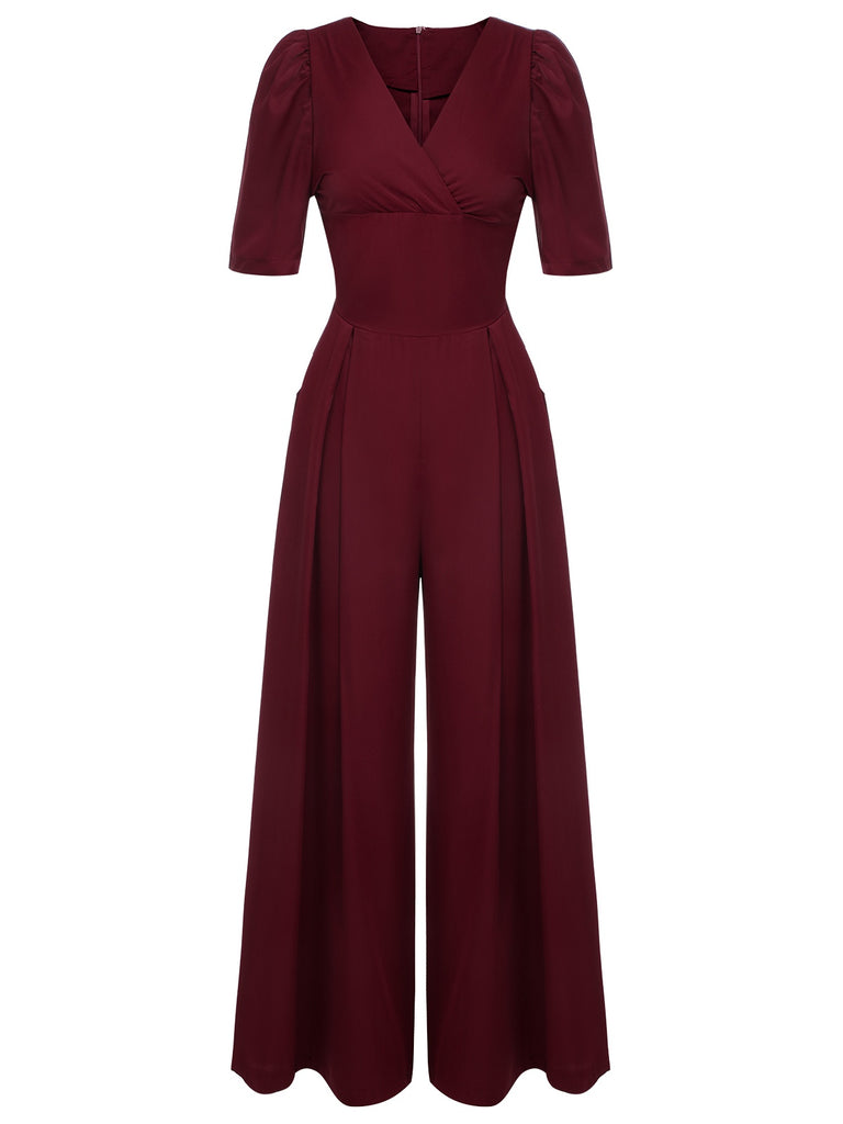 1930s Puff Short Sleeve Wide Leg Jumpsuit — 1930s style that transcends decades
