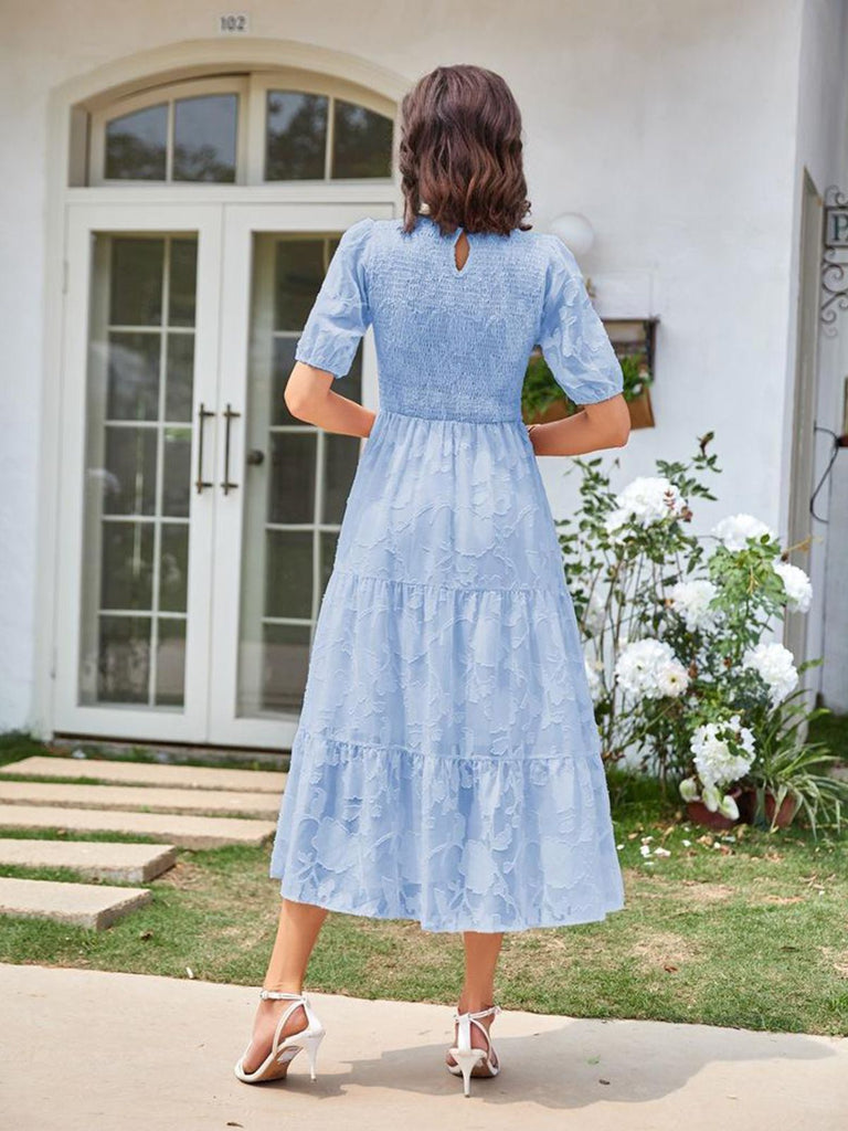 1930s Round Neck Puff Sleeve Wrinkle Dress — the kind of 1930s dress that makes strangers smile