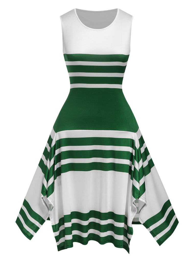1930s Round Neck Sleeveless Striped Dress, vintage dress, retro fashion - perfect for women who love vintage and retro fashion