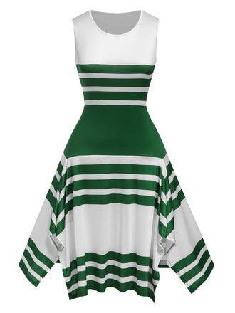1930s Round Neck Sleeveless Striped Dress, vintage dress, retro fashion - perfect for women who love vintage and retro fashion