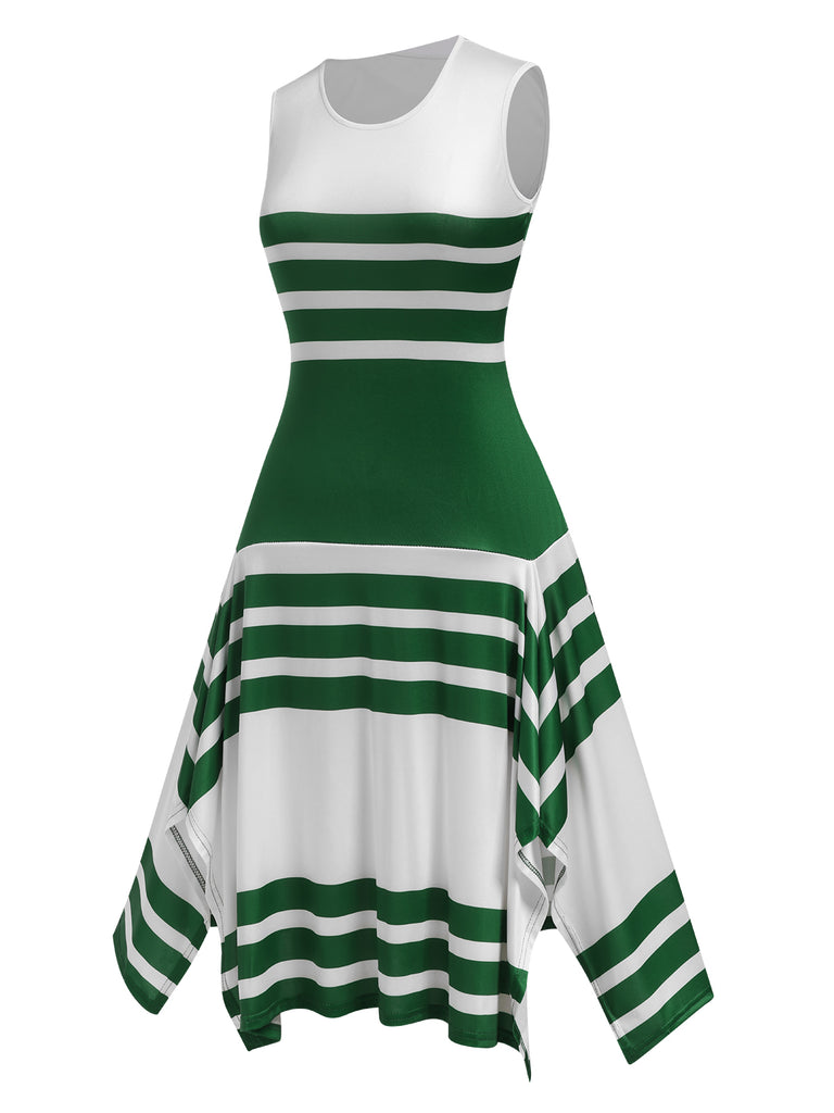 1930s Round Neck Sleeveless Striped Dress, vintage dress, retro fashion - perfect for women who love vintage and retro fashion