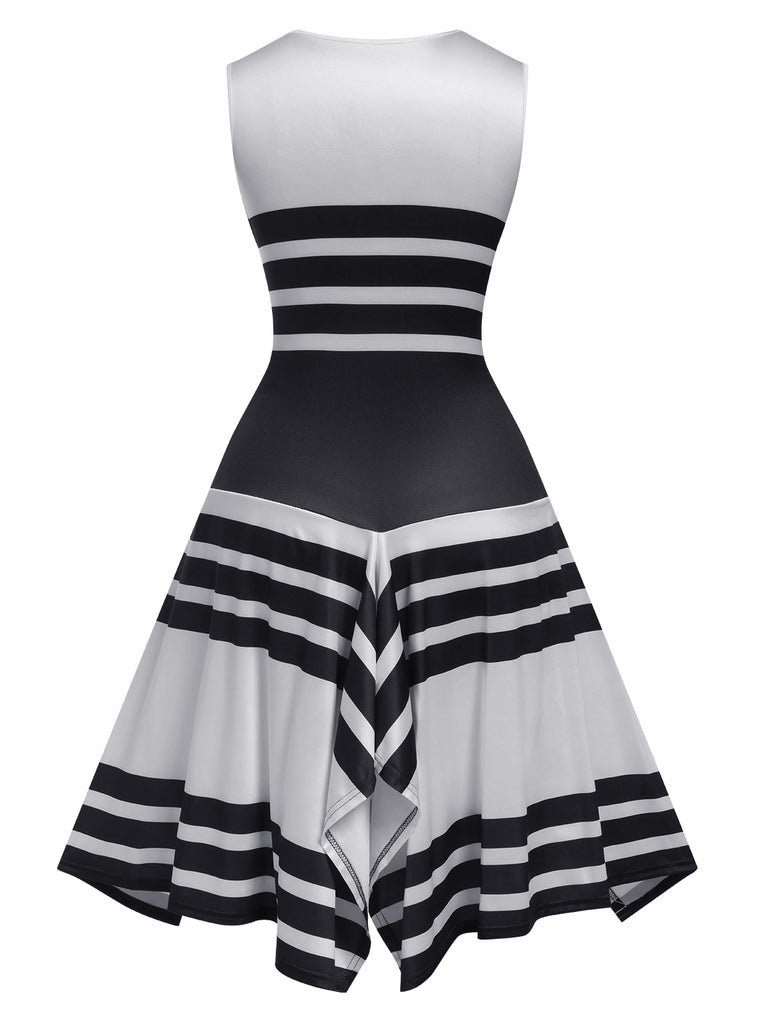 1930s Round Neck Sleeveless Striped Dress, vintage dress, retro fashion - perfect for women who love vintage and retro fashion