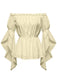1930s Ruffled Bell Sleeve Off-Shoulder Solid Top - vintage fashion, retro style