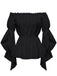 1930s Ruffled Bell Sleeve Off-Shoulder Solid Top - vintage fashion, retro style