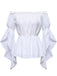 View 6: 1930s 1930s Ruffled Bell Sleeve Off-Shoulder Solid Top, perfect for retro themed parties, vintage fashion enthusiasts and special occasions
