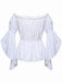View 8: 1930s 1930s Ruffled Bell Sleeve Off-Shoulder Solid Top, perfect for retro themed parties, vintage fashion enthusiasts and special occasions