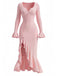 1930s Ruffled Button Side Slit Midi Dress - vintage dress, retro fashion