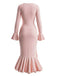 1930s Ruffled Button Side Slit Midi Dress - vintage dress, retro fashion
