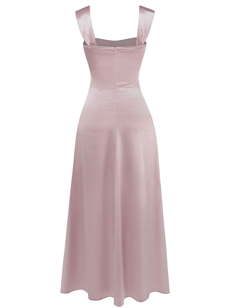 1930s Satin Rhinestone Wide-Strap Maxi Dress - vintage dress, retro fashion