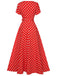 1930s Side Slit Deep V-Neck Polka Dots Dress, vintage dress, retro fashion - perfect for women who love vintage and retro fashion