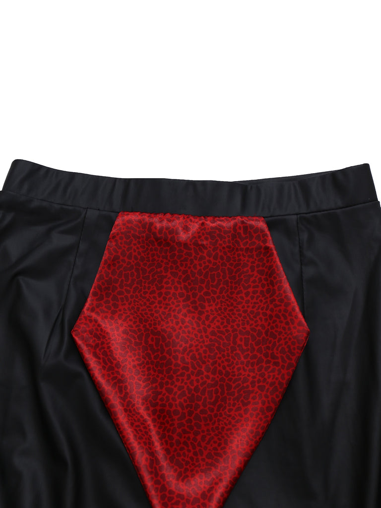 2PCS Red 1930s Wicked Cheetah Mesh Top & Mermaid Skirt - vintage skirt, retro style, elegant red