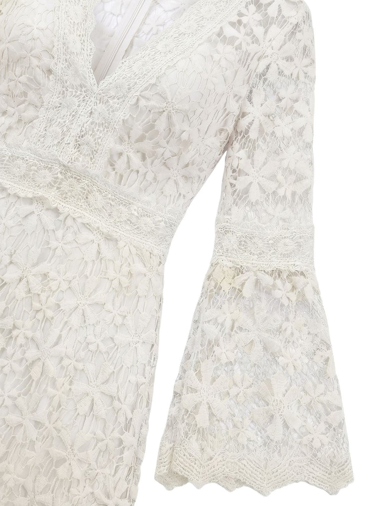 White 1930s Backless Lace Swing Maxi Dress, vintage dress, retro fashion, rockabilly, pin-up fashion - perfect for women who love vintage and retro fashion